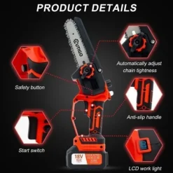 Discount OUTIGO 6 tums sladdlös elektrisk motorsåg med 2 batterier (2*3000mAh), 3 kedjor + 1 kedjesvärd Trädgårdsmaskiner