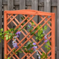 Outsunny Blomsterbänk med Spaljé - Granträ Gul 60x30x122,5 cm
