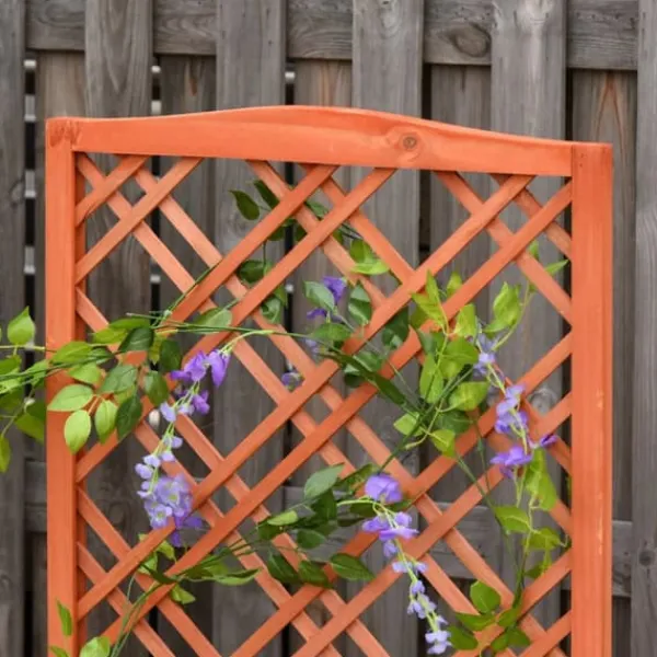 Outsunny Blomsterbänk med Spaljé - Granträ Gul 60x30x122,5 cm