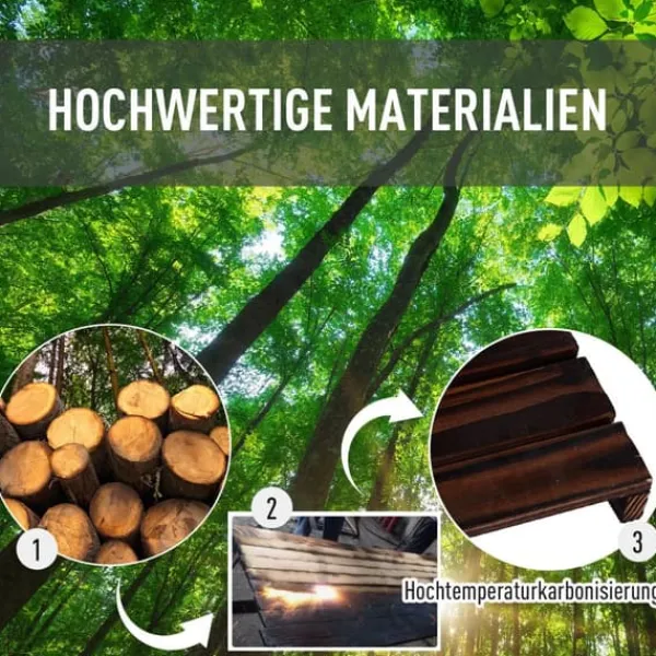 Outlet Outsunny Blomsterställ i massivt Tannenholz, 4 nivåer, kolat, 123,5x33x80cm Växtställ