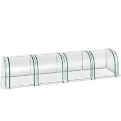 Outsunny Folietält Växthus med dörr Odlingstält Stativ PVC Transparent 395 x 100 x 80 cm