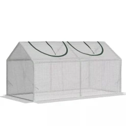 Outsunny Folietunnel med Fönster, Växthus 120x60x60 cm, PE-plast och stål, Vit