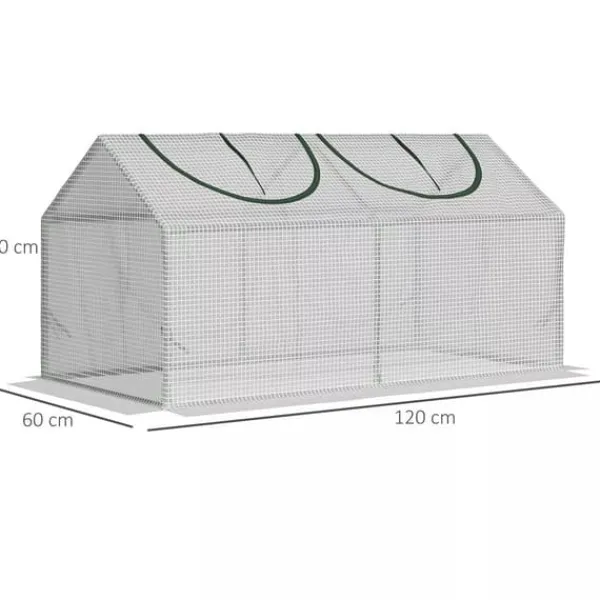 Outsunny Folietunnel med Fönster, Växthus 120x60x60 cm, PE-plast och stål, Vit