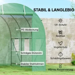 Discount Outsunny Folietunnel VCxthus GrCn 350x200x200cm PE/Stahl Växthus