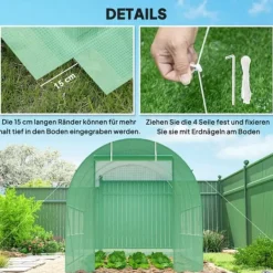 Discount Outsunny Folietunnel VCxthus GrCn 350x200x200cm PE/Stahl Växthus