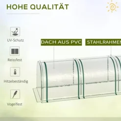 Outsunny Folietunnel, Växthus i Stål och PVC, Transparent, 295x100x80 cm