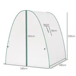 New Outsunny Folietunnel Växthus med 2 dörrar och Fönster, Vinterbeständigt Folieväxthus av Stål och Plast, Vitt, 180x180x200 cm Växthus