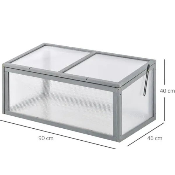 Best Outsunny Miniväxthus i Gran och Polykarbonat, Grått, 90x46x40cm Växthus