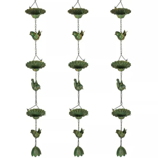 Outsunny Regnkedjor i Metall (Grön), 3-delat set, 123 cm