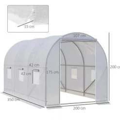 Discount Outsunny Växthus 350x200x200cm Folieväxthus, för trädgård Växthus