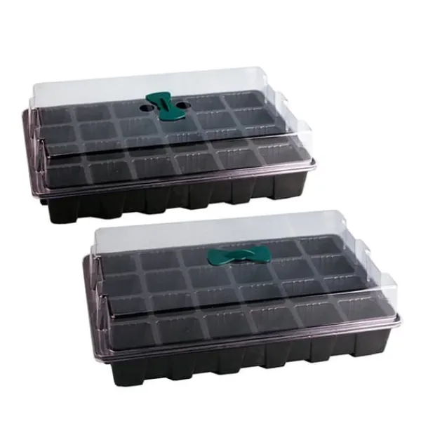 Best 3-pack 24 celler plantor plantlåda plast blomträdgård plantskola kruka planteringsfrölåda kit med lock trädgårdsodlingslåda Kit För Växt- & Örtplantering