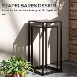 Outlet 2-pack blomsterställ i svart stål - industriell design Växtställ