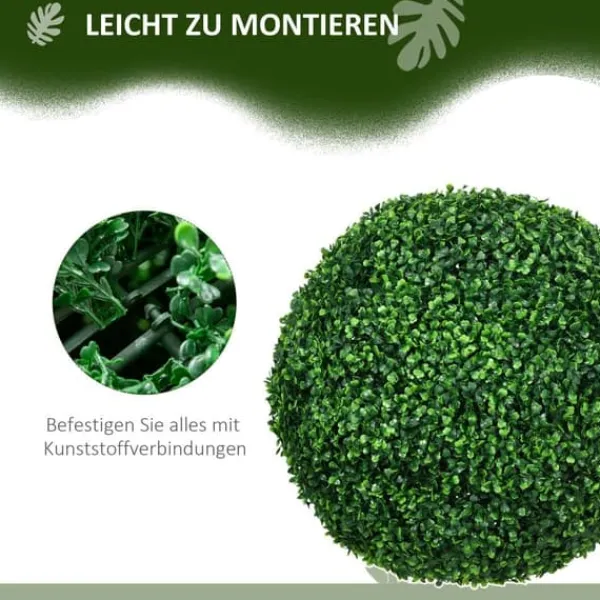 2-pack buxbomkulor 50 cm konstgjorda, plast, för hem, kontor & trädgård