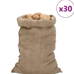 Hot 30-pack jutesäckar - Multifunktionella och hållbara | Storlek: 60x105 cm | Material: 100% jute Trädgårdskorgar