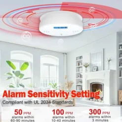 Hot 1-pack kolmonoxidlarm med LCD-display, UL2034-standard, lämplig för hemmabruk Rök- & Koloxiddetektorer