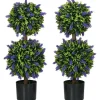 Sale 2-pack konstgjord lavendel 70 cm med kruka, UV-skydd, för hem & trädgård Trädgårdsprydnader