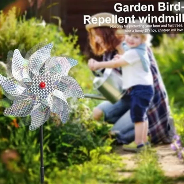 Clearance 4-pack Reflekterande Fågelskrämmande Vindsnurror 50 cm - Vinddriven & Dekorativ | Naturlig Fågelavskräckare för Trädgård/Balkong För Fåglar & Småvilt