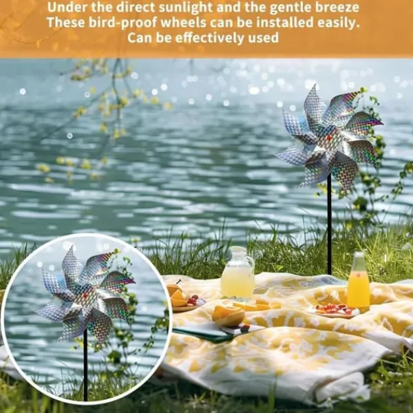 Clearance 4-pack Reflekterande Fågelskrämmande Vindsnurror 50 cm - Vinddriven & Dekorativ | Naturlig Fågelavskräckare för Trädgård/Balkong För Fåglar & Småvilt