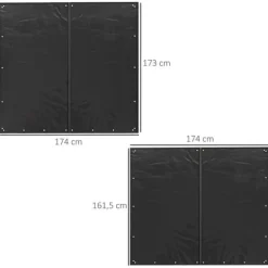 Online 2-pack överdrag för vedställ 174 cm, vattentätt 600D oxford, UV-skydd, passar 176B x 163/175H cm, svart Tillbehör Till Vedeldade Kaminer & Öppna Spisar