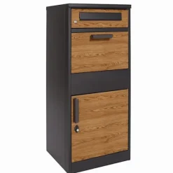 Outlet Paketbrevlåda - 50x38x112 cm - stål - antracit trälook Postlådor & Brevlådor