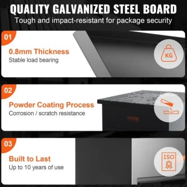 Paketleveranslåda, 44x35x58,3 cm, Svart, Galvaniserat stål