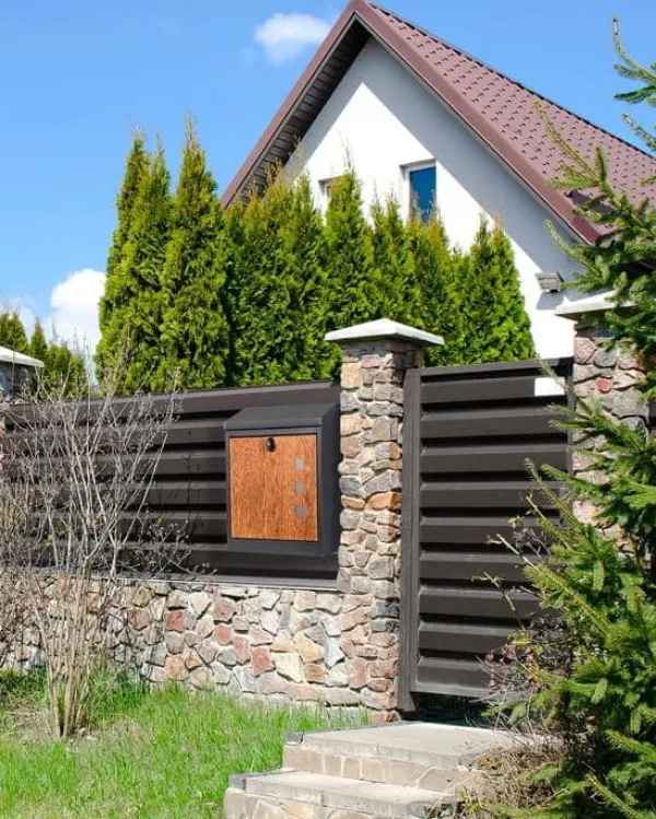 Viking Choice Paketpostlåda - 43x24x52 cm - metall - antracit, trälook