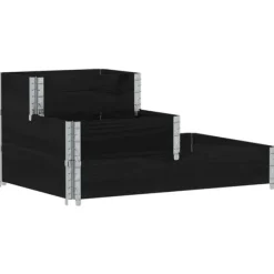 Sale Pallkrage 3 nivåer svart 120x80 cm massiv furu Planteringsbänkar