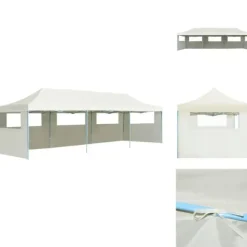 Discount Partytält & paviljoner - Living Pop-Up hopfällbart partytält med 5 sidoväggar 3x9 m gräddvit Tält & Lusthus