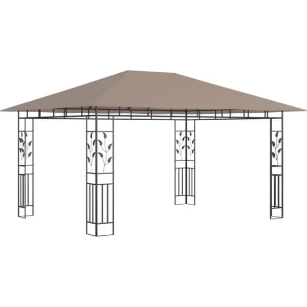 New Partytält & paviljoner - Living Paviljong myggnät och ljusslinga LED 4x3x2,73 m taupe 180 g/m² Tält & Lusthus