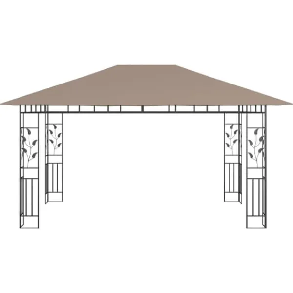 New Partytält & paviljoner - Living Paviljong myggnät och ljusslinga LED 4x3x2,73 m taupe 180 g/m² Tält & Lusthus
