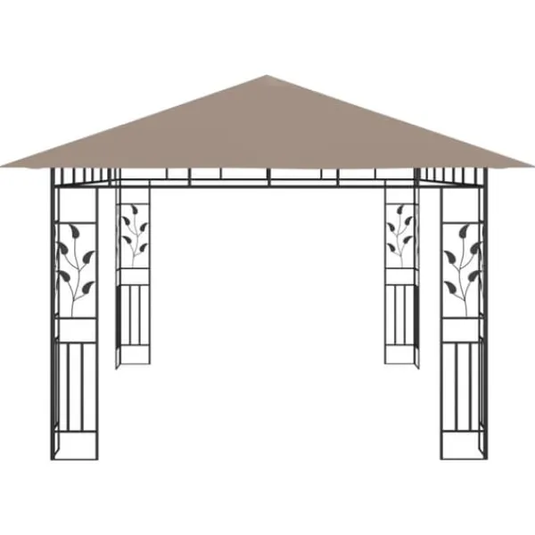 New Partytält & paviljoner - Living Paviljong myggnät och ljusslinga LED 4x3x2,73 m taupe 180 g/m² Tält & Lusthus