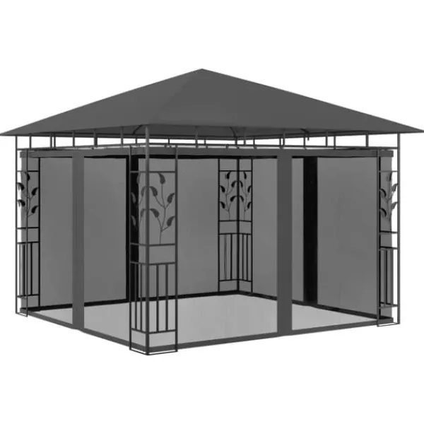 Partytält & paviljoner - Living Paviljong med myggnät 3x3x2,73 m antracit 180 g/m² Tält & Lusthus