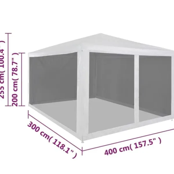 Discount Partytält & paviljoner - Living Partytält med 4 sidoväggar i nät 4x3 m Tält & Lusthus