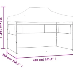 Partytält & paviljoner - Living Hopfällbart partytält med 3 sidoväggar 3x4 m stål vit