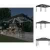 Discount Partytält & paviljoner - Living Paviljong med dubbeltak och ljusslinga LED 3x4 m antracit Tält & Lusthus