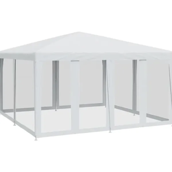 Best Partytält med 8 sidoväggar i nät 4x4 m HDPE vit Tält & Lusthus