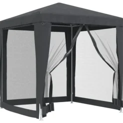 Hot Partytält med 4 sidoväggar i nät 2x2 m HDPE antracit Tält & Lusthus