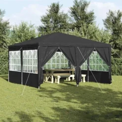 Best Partytält 4x4 m med 8 väggar - Rymligt och stiligt | Färg: Antracit | Material: PE Tält & Lusthus