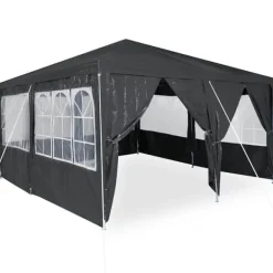 Best Partytält 4x4 m med 8 väggar - Rymligt och stiligt | Färg: Antracit | Material: PE Tält & Lusthus