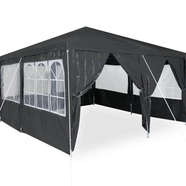 Best Partytält 4x4 m med 8 väggar - Rymligt och stiligt | Färg: Antracit | Material: PE Tält & Lusthus