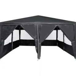 Best Partytält 4x4 m med 8 väggar - Rymligt och stiligt | Färg: Antracit | Material: PE Tält & Lusthus
