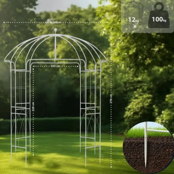 New Pavilion Rose Arch - Pergola - Väderbeständig metall - Landsbygdens elegant trädgårdsdekoration Valvbågar, Spaljéer, Bersåer & Pergolor