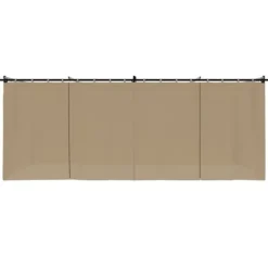 Paviljong med draperi - Robust uteplatslösning | Färg: Taupe | Storlek: 6x3 m
