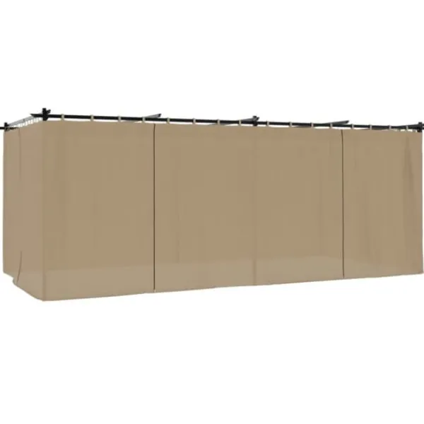 Paviljong med draperi - Robust uteplatslösning | Färg: Taupe | Storlek: 6x3 m