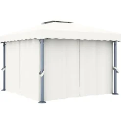 vidaXL Paviljong med draperi och ljusslinga LED 3x3 m gräddvit