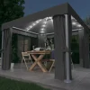 Paviljong med draperi och ljusslinga LED 3x3 m | Färg: Antracit | Storlek: 3x3 m