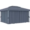 Best Paviljong med draperi 4x3 m - Trädgårdsinredning | Färg: Antracit | Storlek: 4x3 m Tält & Lusthus