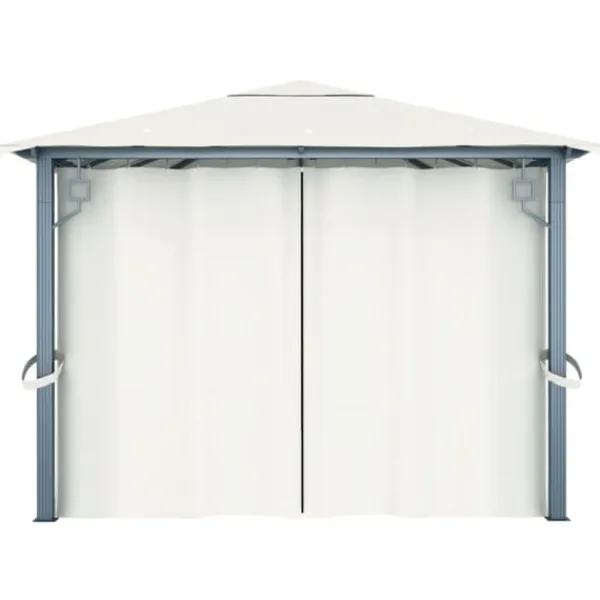 Paviljong med draperier 400 x 300 cm gräddvit aluminium - Paviljong - Paviljonger - Home & Living