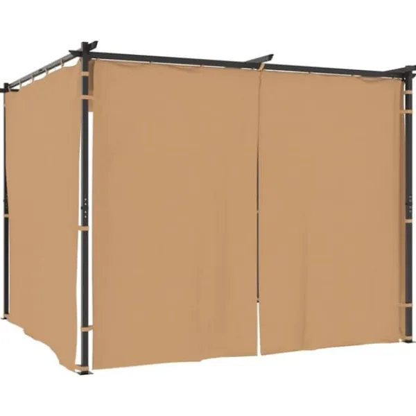 Paviljong med draperier 3x3 m - Stabilt partytält i pulverlackerat stål | Färg: Taupe | Storlek: 3x3 m