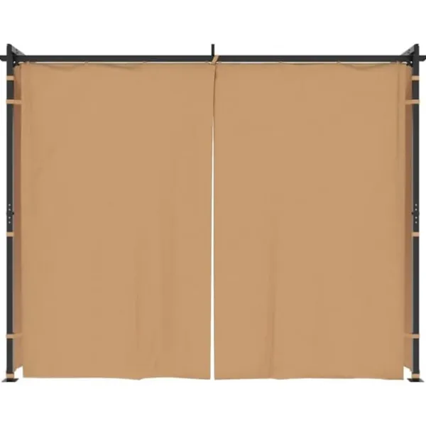 Paviljong med draperier 3x3 m - Stabilt partytält i pulverlackerat stål | Färg: Taupe | Storlek: 3x3 m